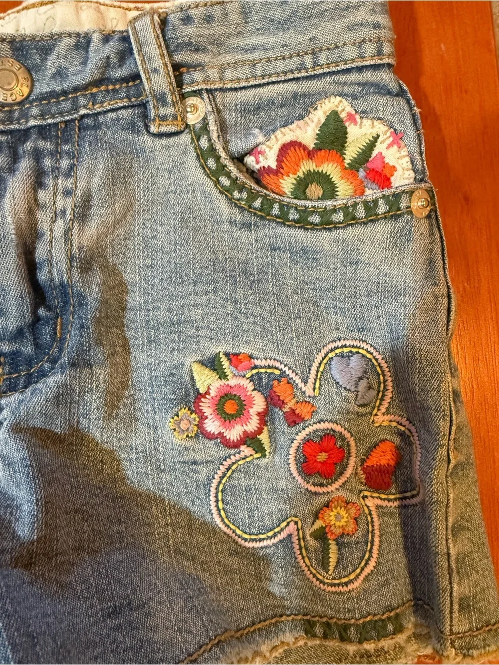 Children’s Place Denim Floral Appliqué Shorts - Blue Denim